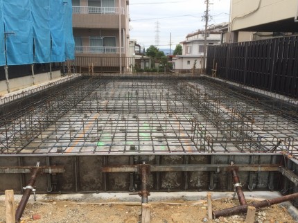 木造基礎鉄筋完了 木造基礎鉄筋完了